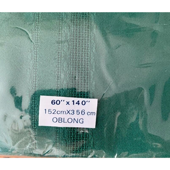 Bardwil Linens Tablecloth Satin Stripe Green Stain Release 60" x 140" Oblong - Picture 3 of 5